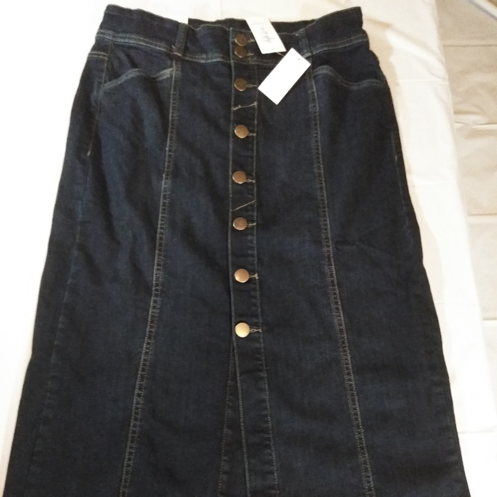 Style & CO Women's  Mid Rise Long Jeans Skirt